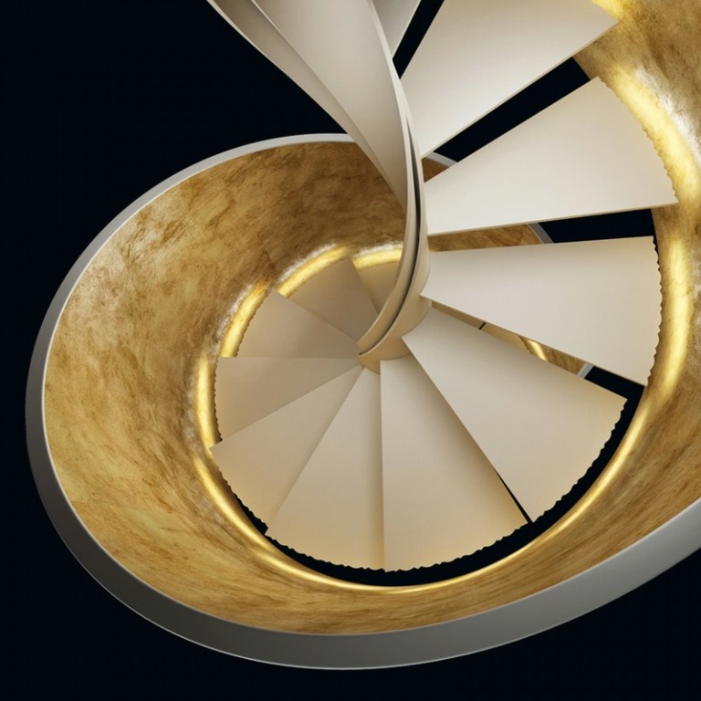 dizajn točité schodisko rustikálny vkus biele svetlo moderné