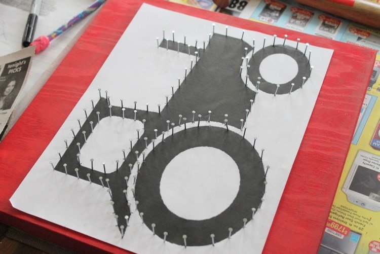 Obraz so závitom s motívom traktora do detskej izby práca s drevom nápady pre deti vlákno obrázok detská izba deco