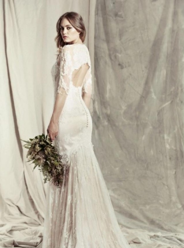 Romantické šaty v tvare morskej panny krásne šaty s výstrihom so zadným výstrihom a profilom