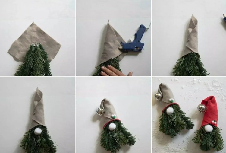 Návod na mini trpaslíkov z umelých jedľových konárov pre interiér i exteriér