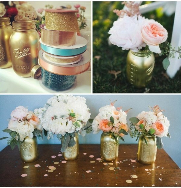 Fľaše alebo murárske nádoby sú dobrým riešením Šik-nápad-svadobné-peniaze-šetriace-sklo