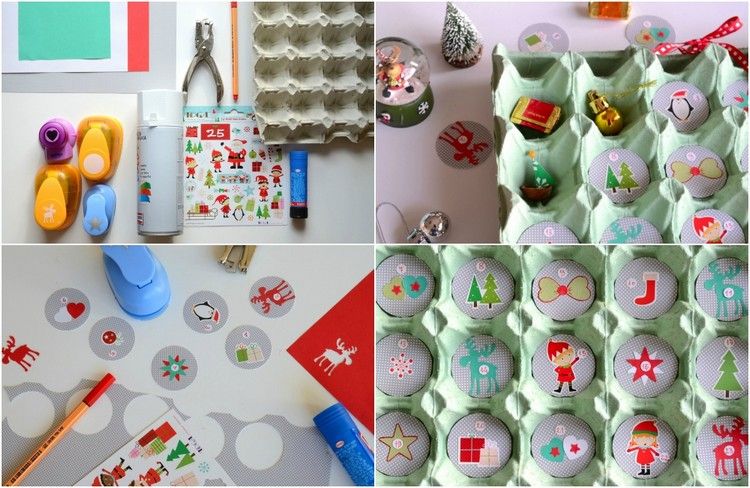 návod adventný kalendár kartón na vajíčko scrapbooking papier