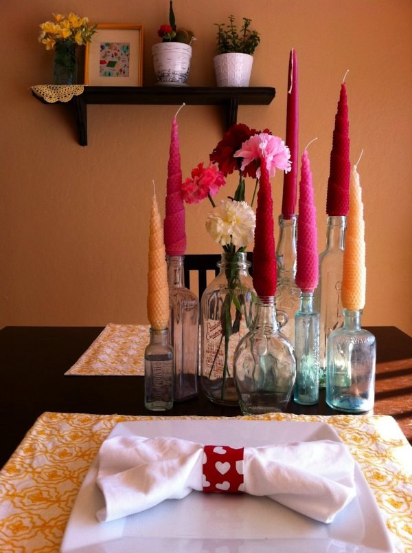 Sviečky-z-fliaš-drotár-nápad-stôl-dekorácie