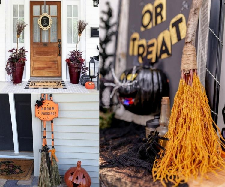 Dekorácia metlou na Halloween - kreatívne nápady na dekoráciu pre vstupný priestor