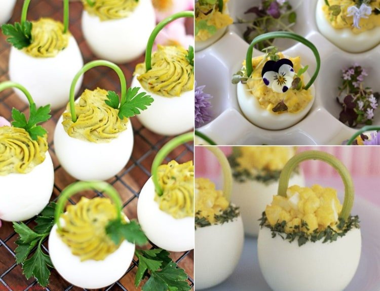 Ozdobte vajíčka a urobte z nich veľkonočné košíky s pažítkou ako držadlom