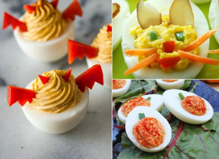 Vyrábajte plnené vajíčka ako netopiere s paprikou, mačkou alebo tekvicou