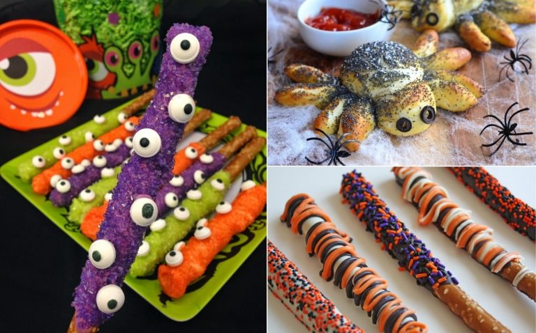 Halloween nápady s ozdobenými stĺpmi a domácim pavúkom s makom