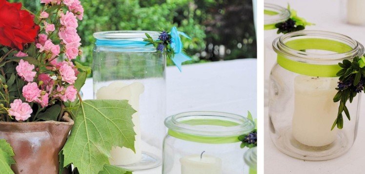 Lampióny na záhradnú párty -glas-stôl-green-badn