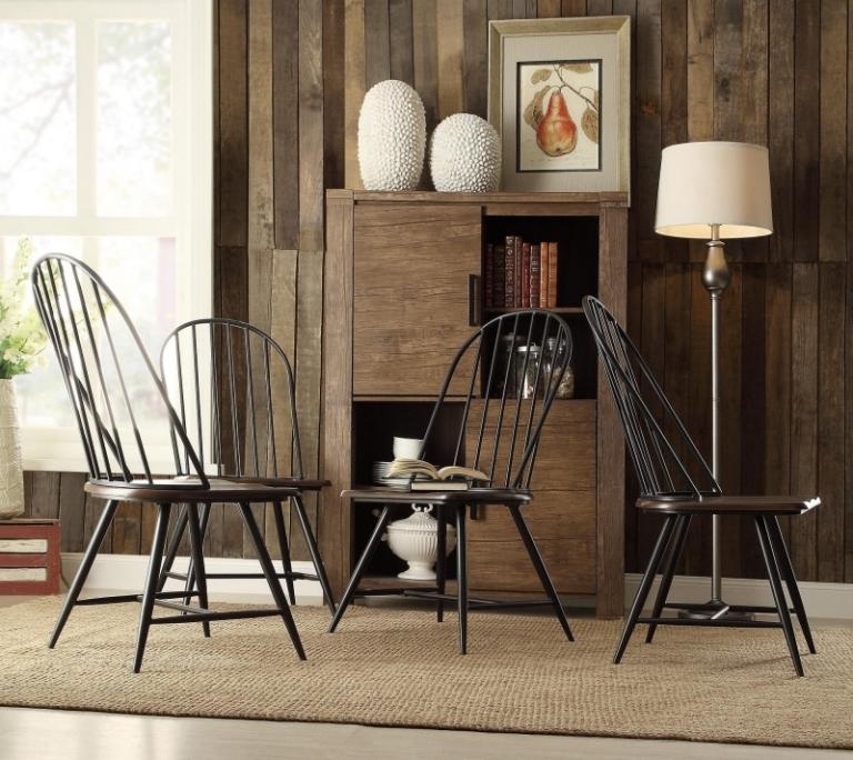 Moderné, jednoduché stoličky Windsor s puristickou konštrukciou Kreslo Windsor-moderná-tmavá-rohová obývačka