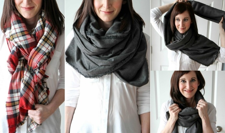 Viazanie šatky ako zimnej šatky - nápady s francúzskym uzlom a dvakrát zabalené