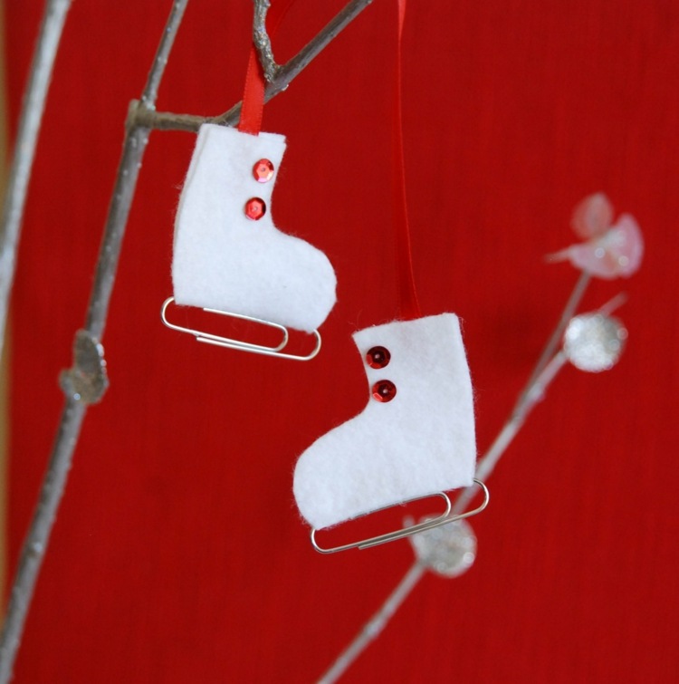 zimná dekorácia drotári deti jednoducho cítili korčule na ľad kancelársky klip strauss anhaenger