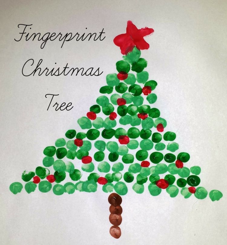 zimná dekorácia drotár deti vianočný stromček farba odtlačkov prstov nápad