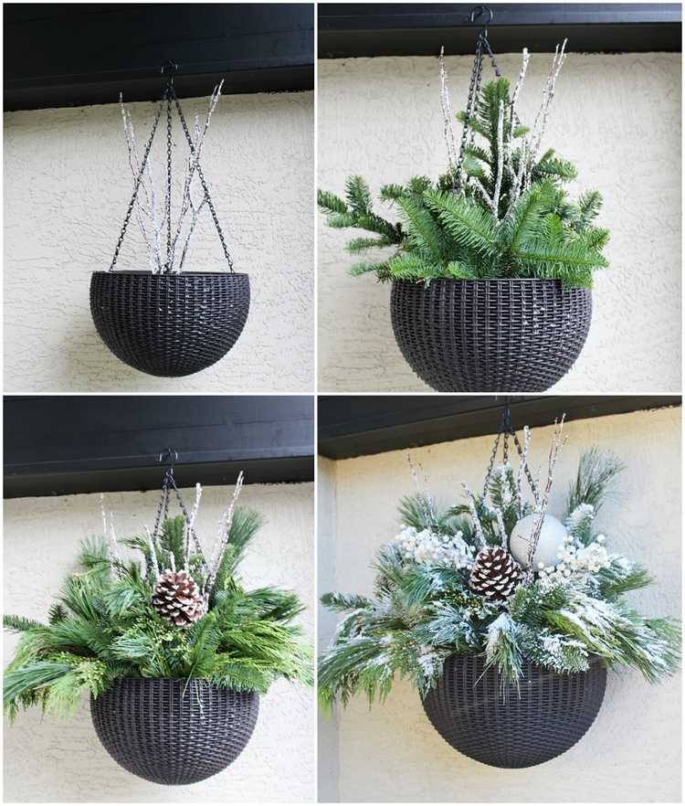 Vyrobte si zimné úpravy vonku vonku v závesnom koši