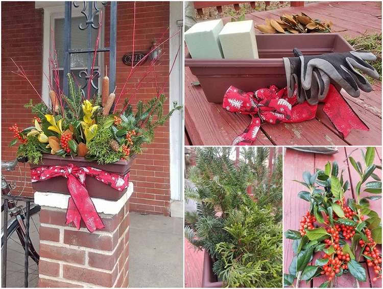 vianočné aranžmán vonku do kvetináča