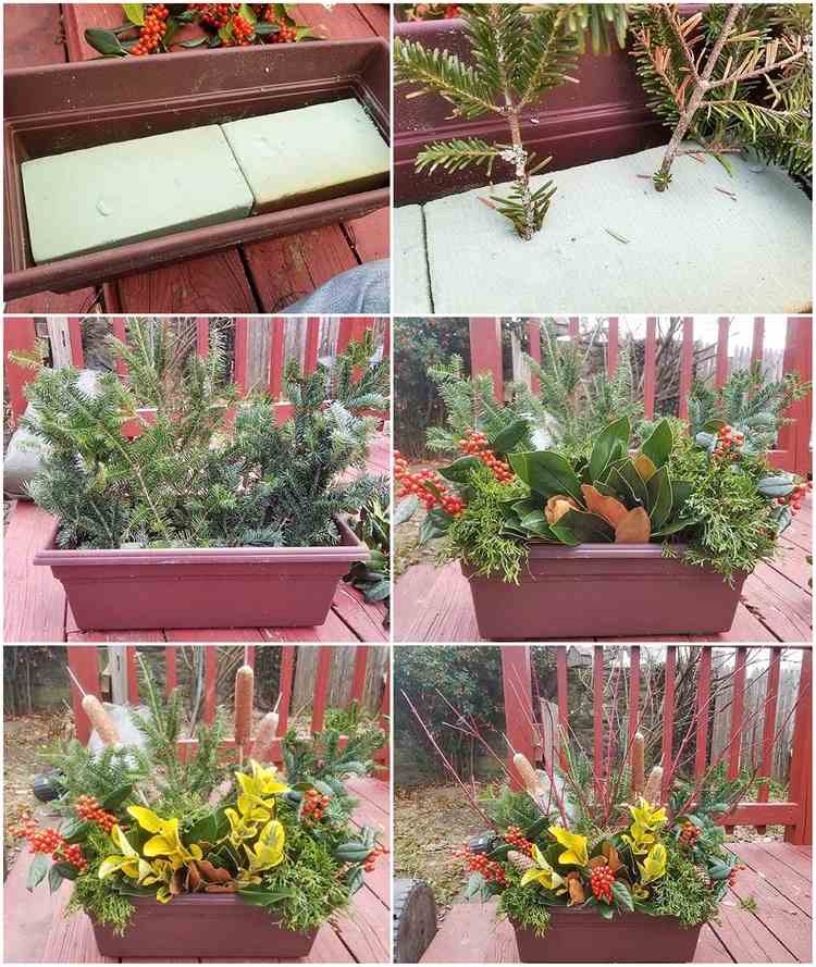 urobte si vlastné vianočné aranžmán vonku