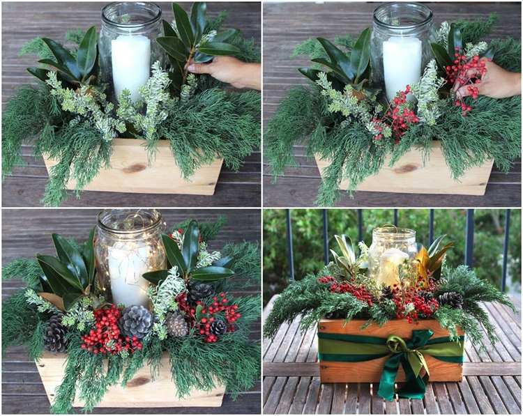Vytvorte si vlastné zimné aranžmán so sviečkou a jedľovou zeleňou