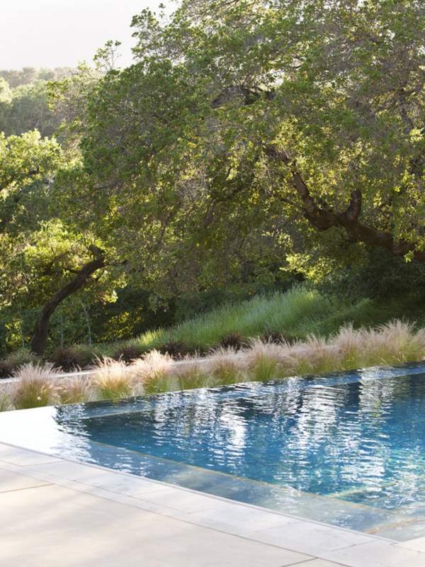 moderná bazénová záhradná trávnatá hrana bazéna Okraj záhradného trávnatého bazéna