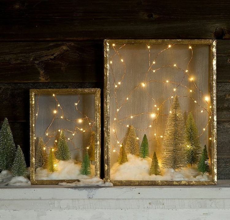 Drotárska zimná krajina ako vianočná ozdoba s rozprávkovými svetlami