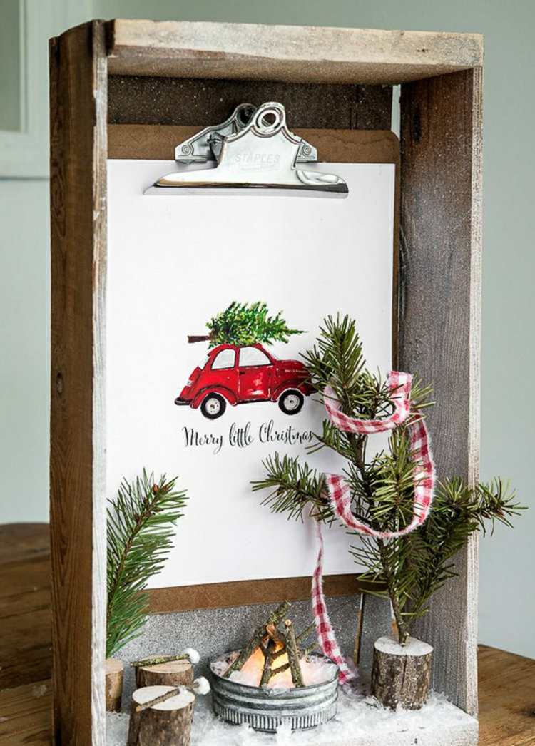 Ozdobte drevenú škatuľu na zimné aranžmán schránkou