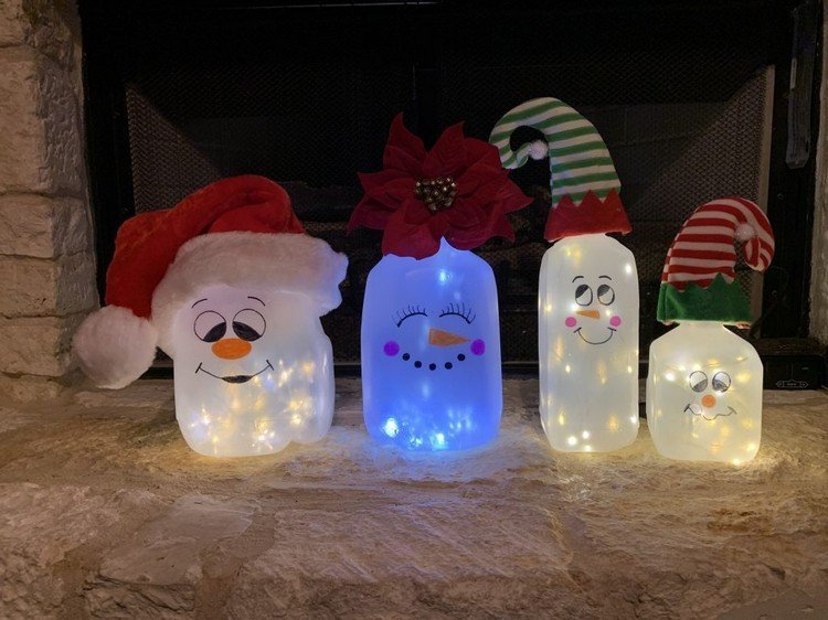 Lucerna snehuliaka s deťmi podľa pokynov