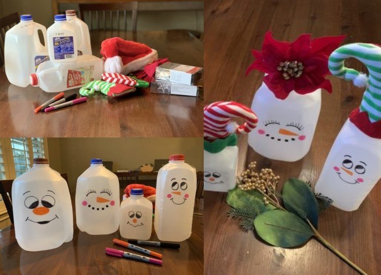 Ručné práce v zime s tvárou detského snehuliaka