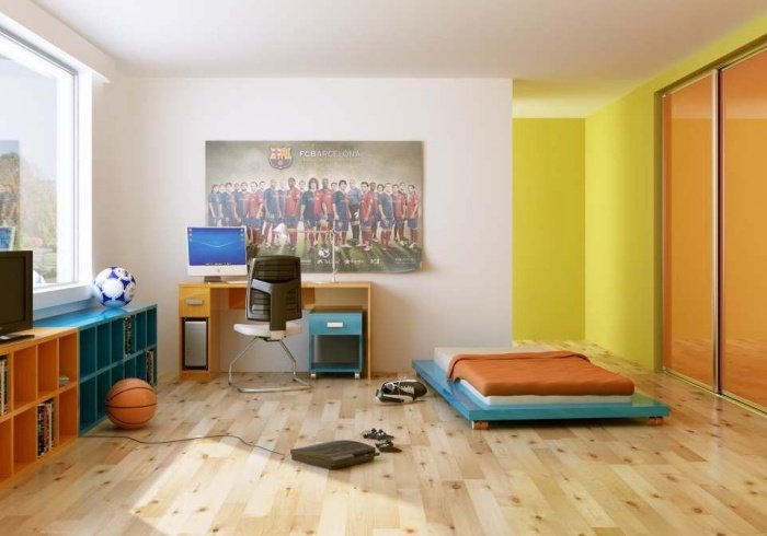 Maľovanie do detskej izby-nápady-moderná-farba-na stenu-žltá