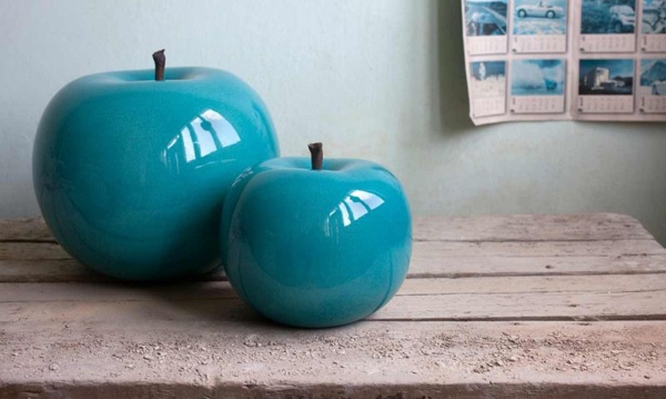 stôl v štýle retro dekor deco deco keramická modrá retro štýl dekorácie stola keramické jablká