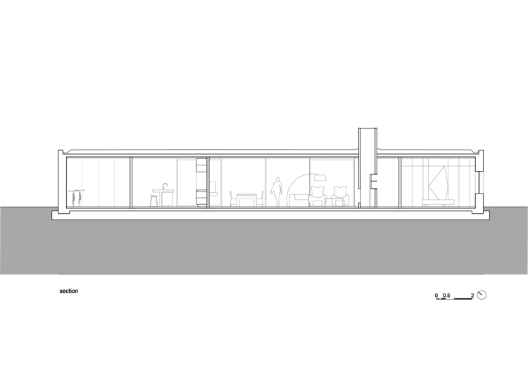 bývanie na úrovni domu pôdorys bočný pohľad
