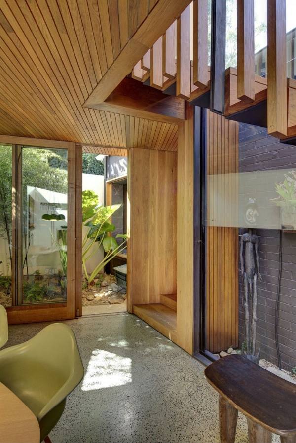 interiérový vchod do záhrady návrh obytného domu pre modernú rodinu