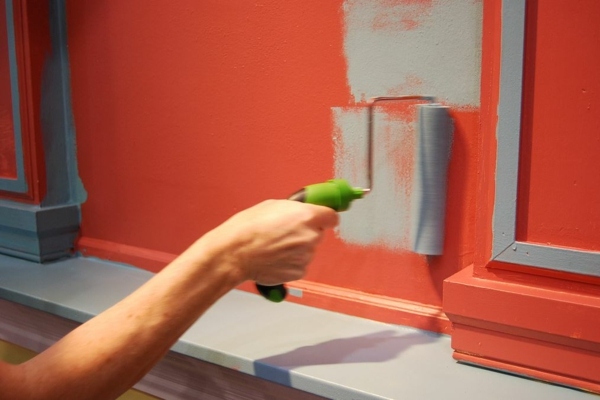 Koralová farba na dizajn stien Nástenná maľba farebná koralová delená stena