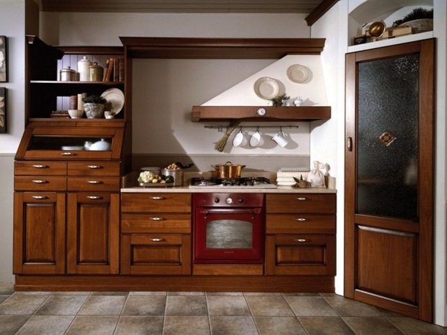 Kuchynský sporák z vidieckeho štýlu z bukového dreva Zrubová kuchyňa vidiecky štýl sporák kuchynské linky