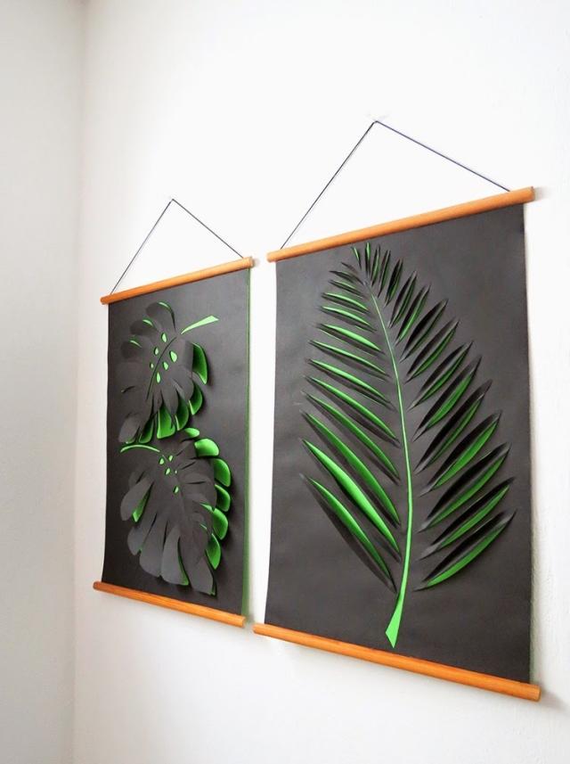 dekorácia na stenu-na zavesenie-listy-kvety-siluety-reliéf