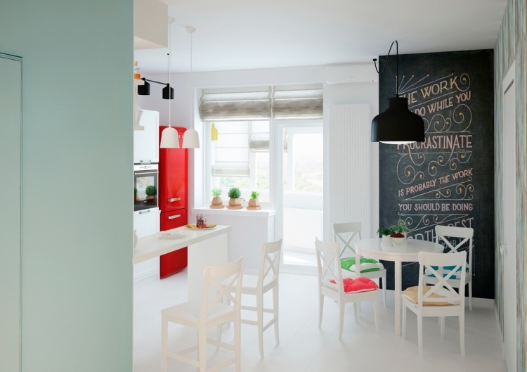 inšpirácia obývačka kuchyňa-biely-nábytok-tabuľa-dekorácia na stenu