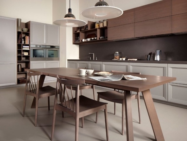 Klasický kuchynský vzhľad dreva - nástenné jednotky bez držadiel