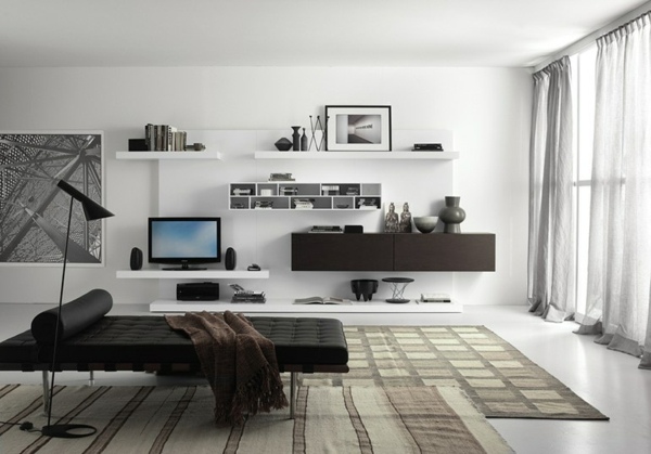 štýlové biele nástenné jednotky police fotografie obývačky Obývacia izba nastaviť police fotografie obývacia izba