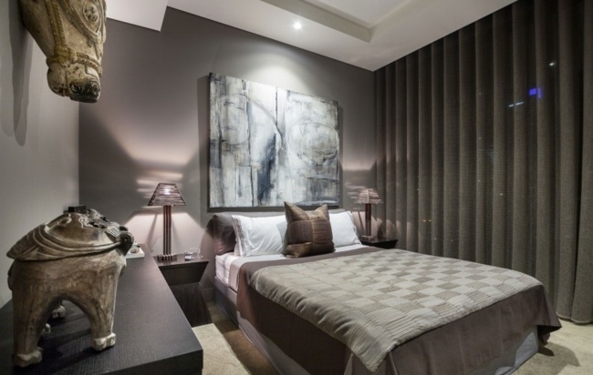 Spálňa purpurové pastelové farebné nápady manželská posteľ