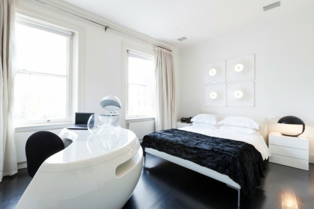 biely spálňa moderný dekor prehoz na chlpatý moderný dekor prehoz na chlpatú nočnú lampu dizajnér čiernej farby