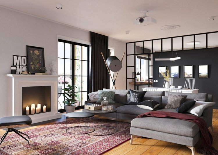 Inšpirácia bytu v bakalárskom byte inšpirácia bytu obývacia izba-zariadenie-krb-sviečky-rohová sedačka