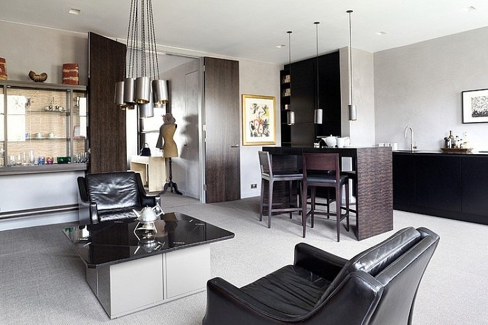 priestranná obývacia izba nápady na bývanie koža Kožené kreslo do obývačky