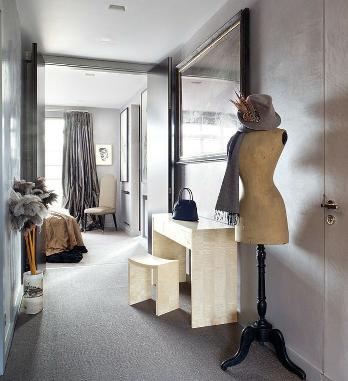 Neutrálna paleta myšlienok dizajnu chodby Toaletný stolík s myšlienkou neutrálnej farebnej palety