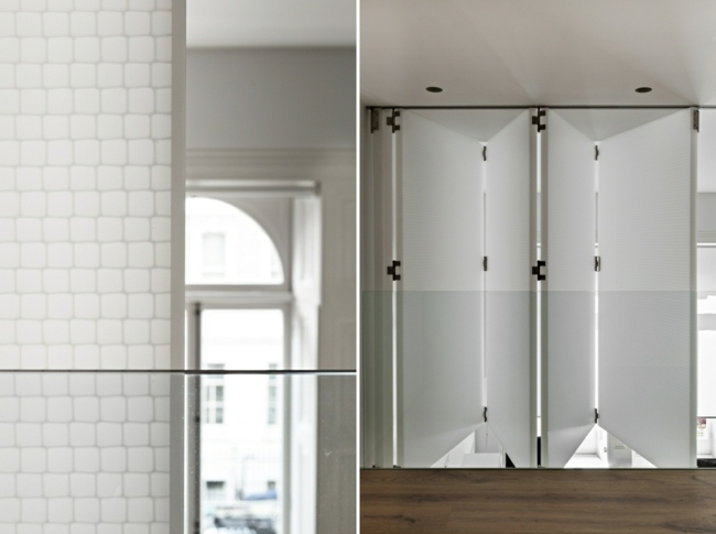 moderný rozdeľovač miestností PVC biela farba spálňa v obývacej izbe v bielej farbe