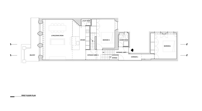 Výhľad na izbu z podrobného plánu bytu Pohľad na izbu nad rekonštrukciou