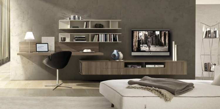 Moderný stôl s plávajúcim efektom od Zalf obývacia stena-stôl-zalf-canape-ležadlo-stôl-lampa-stena-farba-sivá