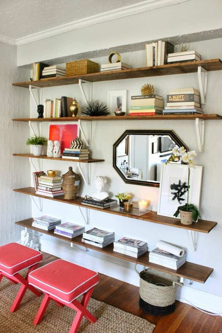 Zostavte si svoj vlastný nápad na poličku nástennej jednotky, jednoducho policové uhlové stoličkové zrkadlo