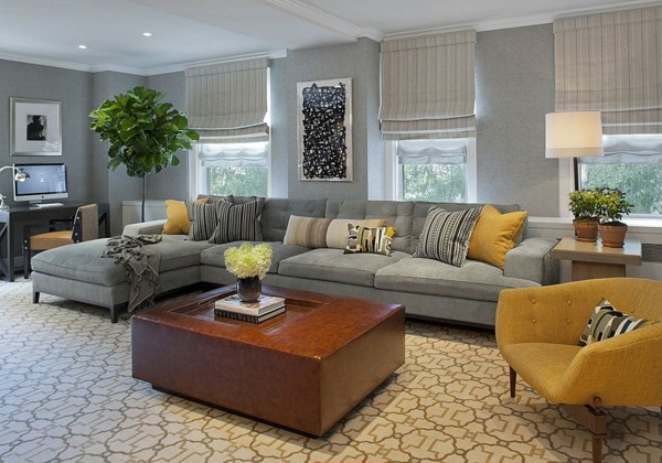 sivá stena-kreslo-v-hnedo-rímskej izbovej rastline