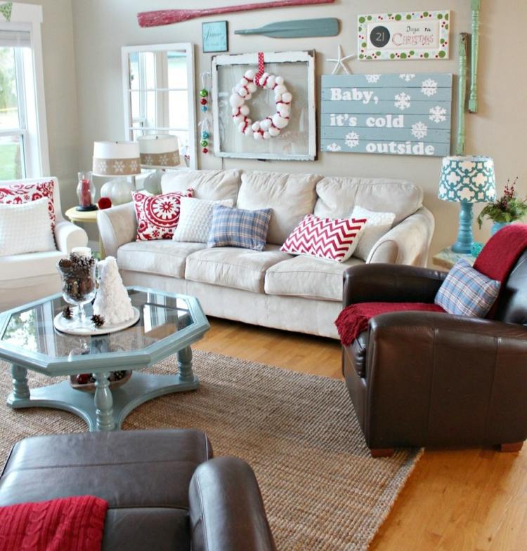 Ozdobte obývačku v severskom štýle vianočnými ozdobami vianočná obývacia izba škandinávsky štýl dekorácia pádla na stenu