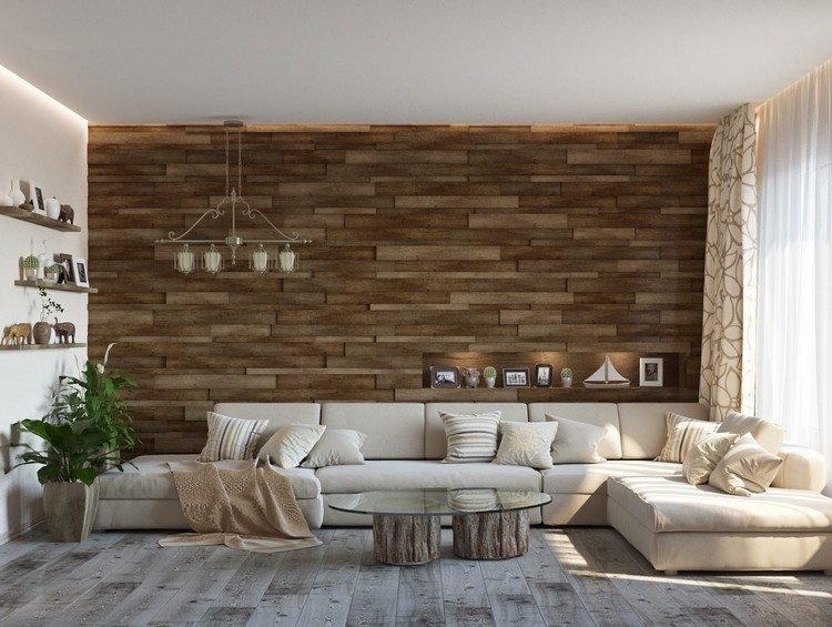 Drevené 3D stenové panely zvýraznené nepriamym svetlom osvetlenie-obývačka-led-nepriame-stropné-osvetlenie-drevené-stenové-panely-krémovo-rohová sedačka