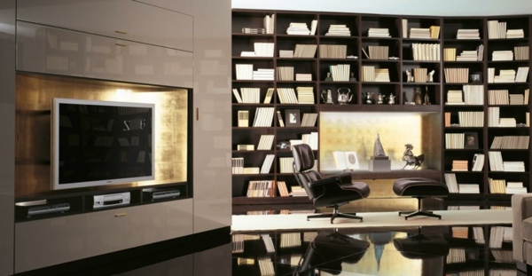 štýlová-veľká-polička na knihy-tmavý-dub