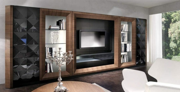 drevená polica na knihy-besana-čierne sklo