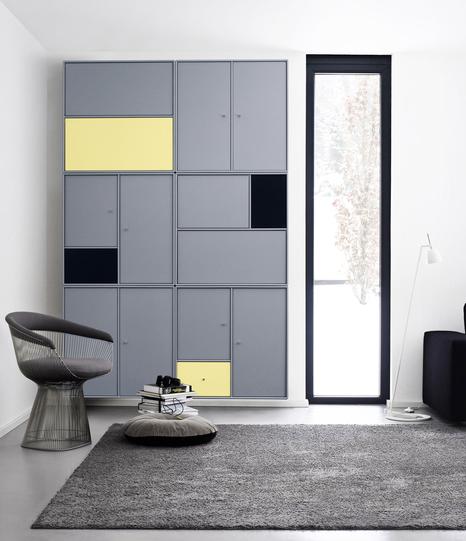 Nábytok do obývačky Moderné nástenné skrinky Montana sivé